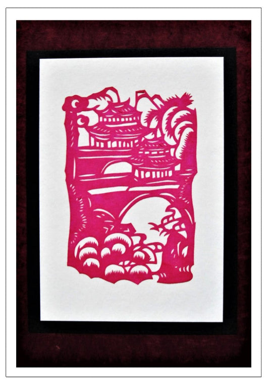 Papercut Greeting Card w/Envelope - Temple Scene   CFA19